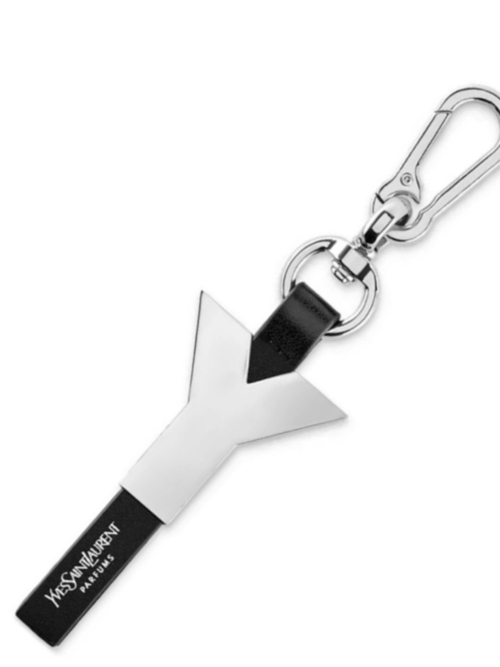 Yves Saint Laurent Parfums Silver Y Charm with Black Leather Strap